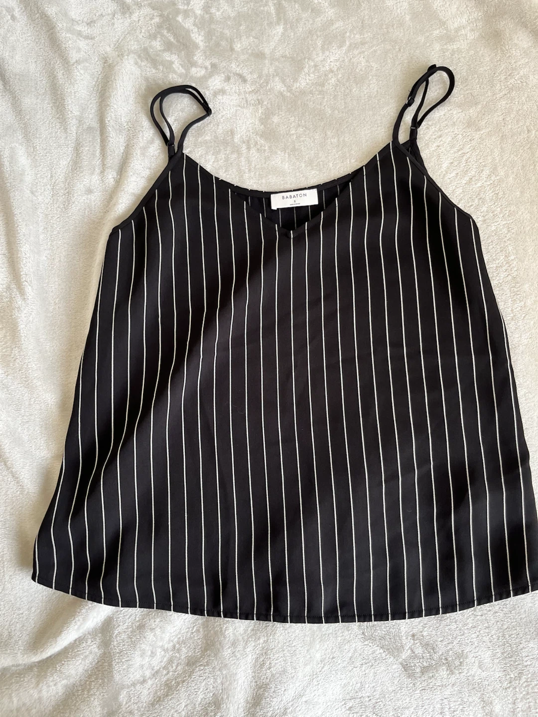 Babaton Black and White Stripe Camisole Top - Size S