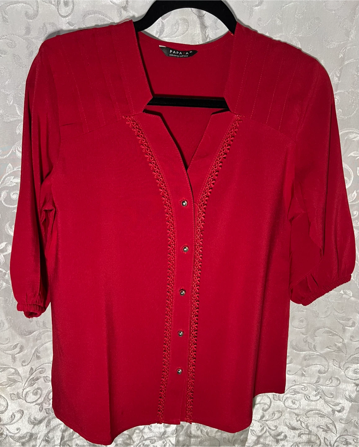 Red Button-Up Blouse