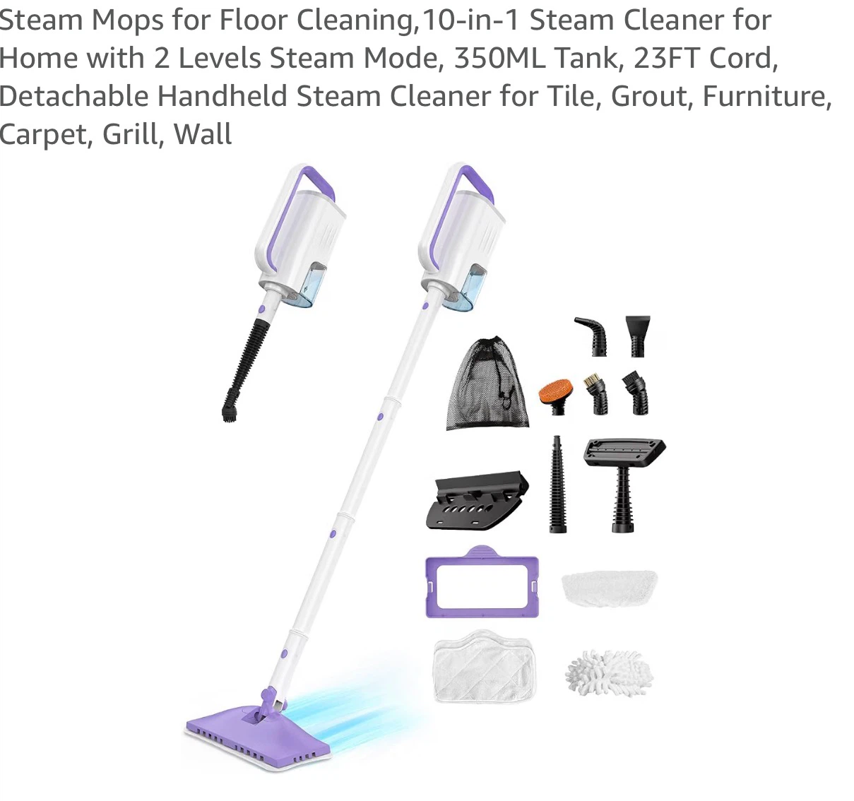 10-in-1 Steam Cleaner and Mop with 350ML Tank F1