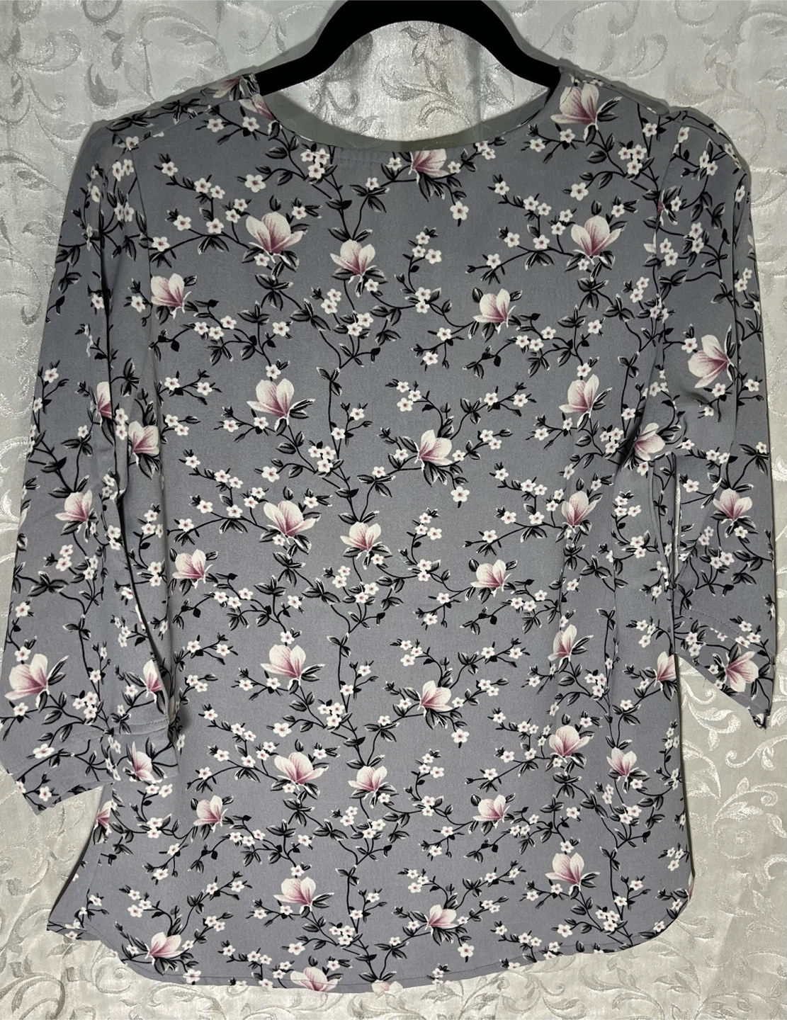 Women's Grey Floral Print Blouse - photo 2