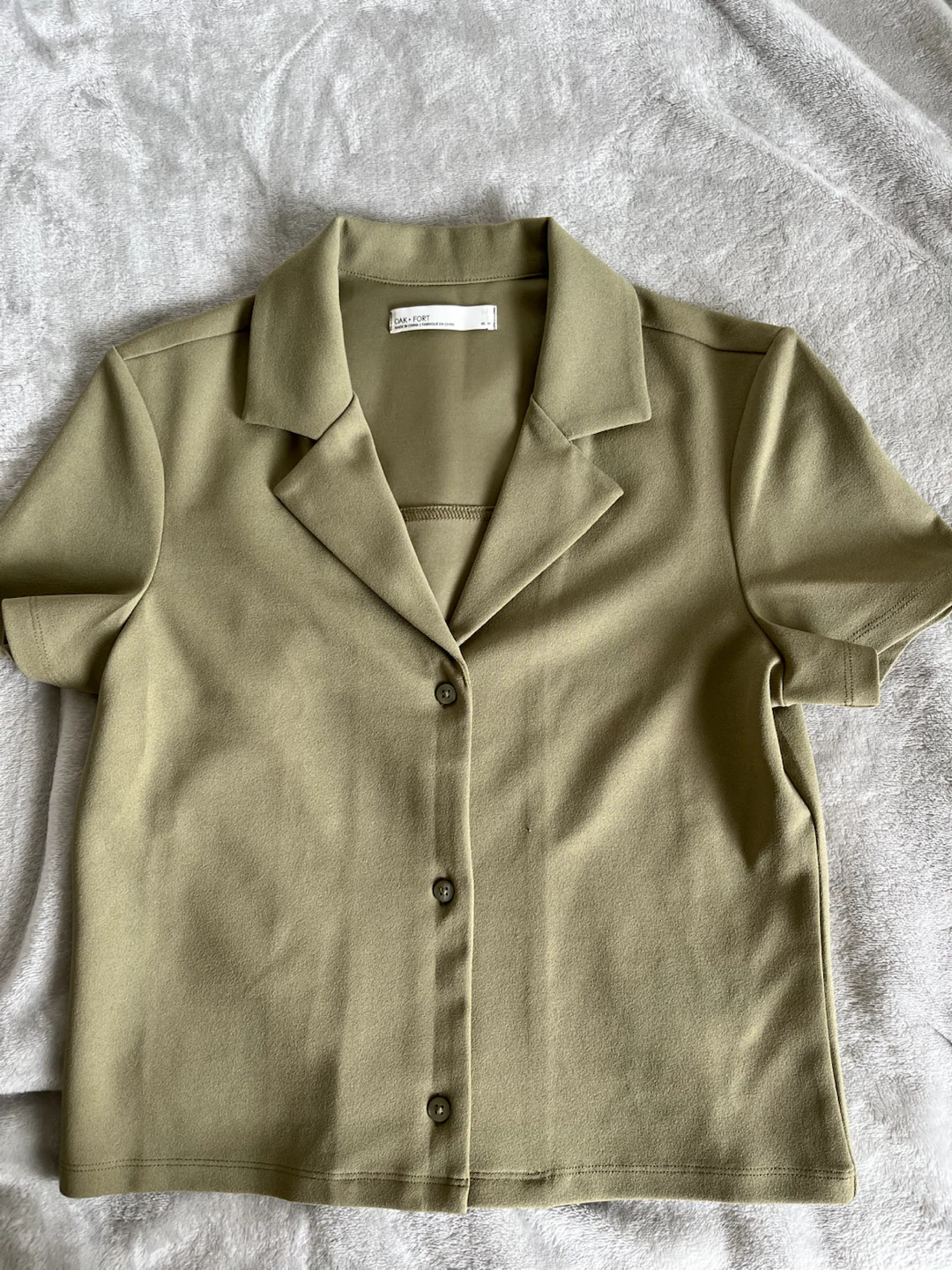 OAK + FORT Olive Green Button-Up Shirt
