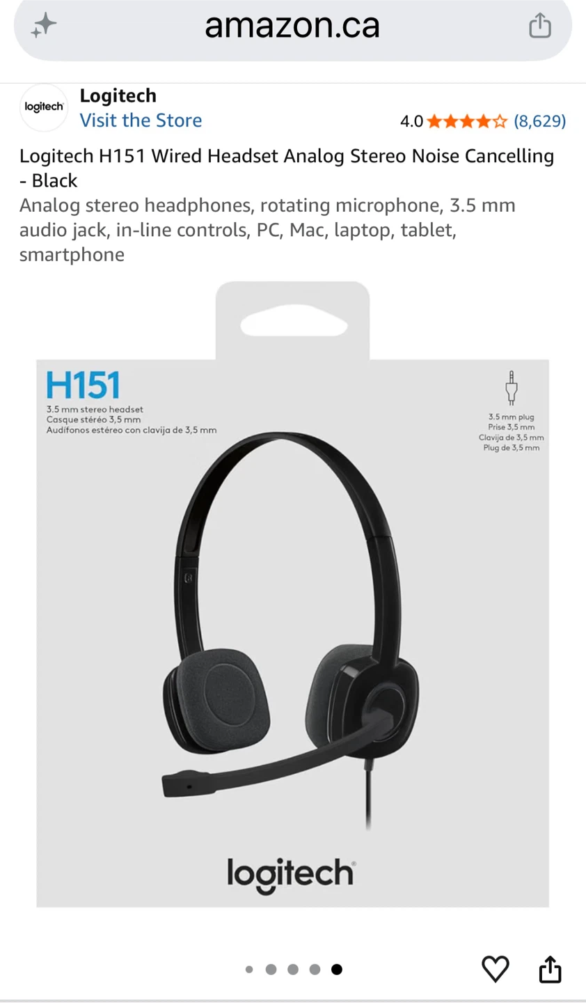 Logitech H151 Wired Stereo Headset - Black