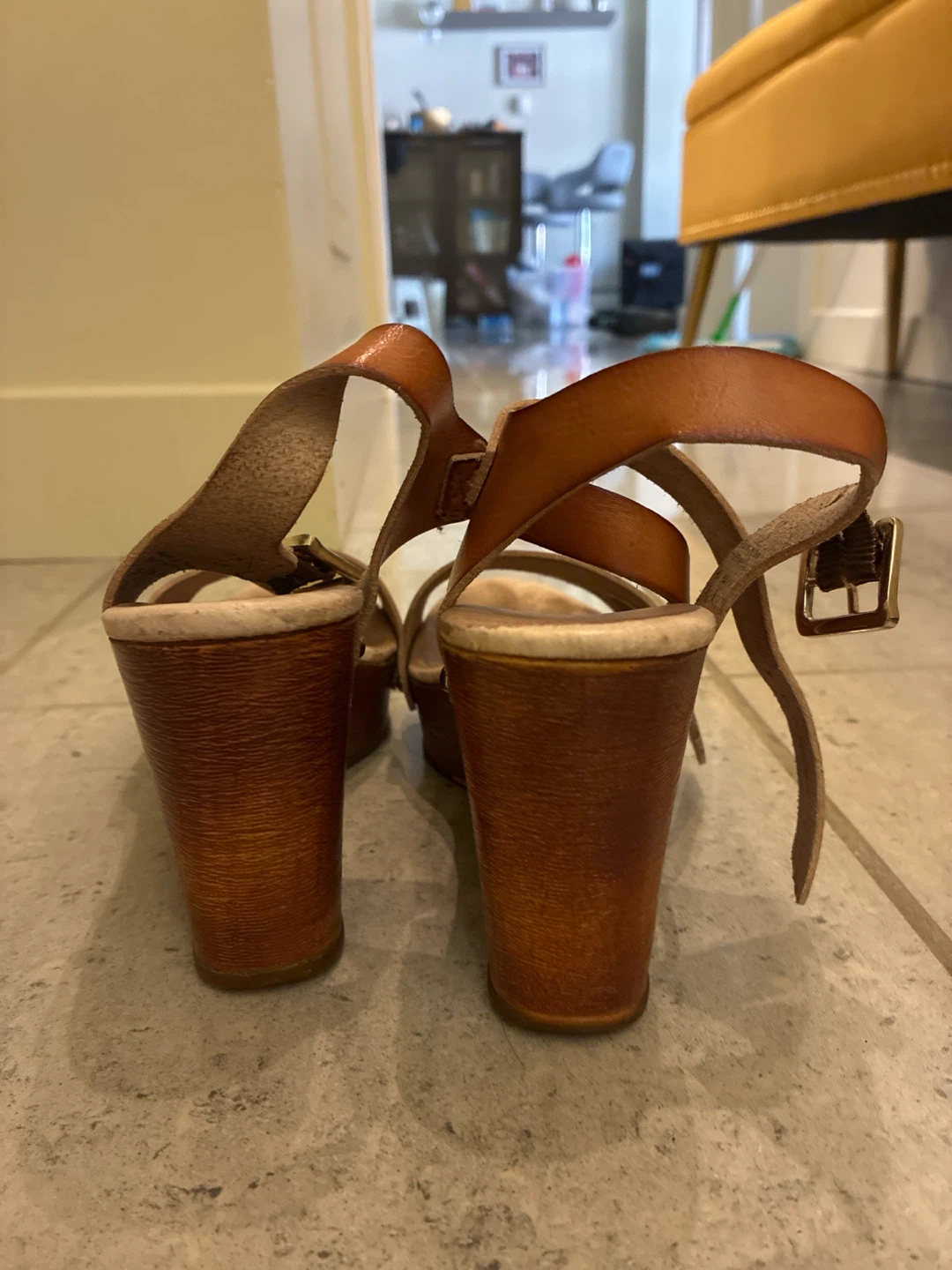 Brown Leather Wedge Sandals - photo 2