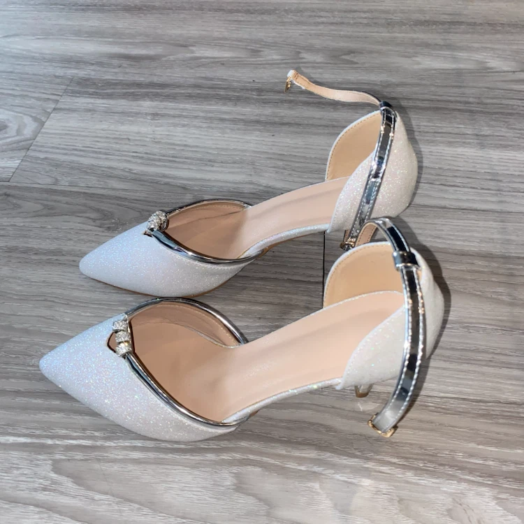 Women's White Sparkly Heels Size 38 - photo 2