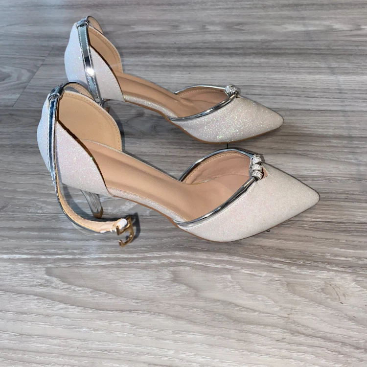 Women's White Sparkly Heels Size 38 - photo 4