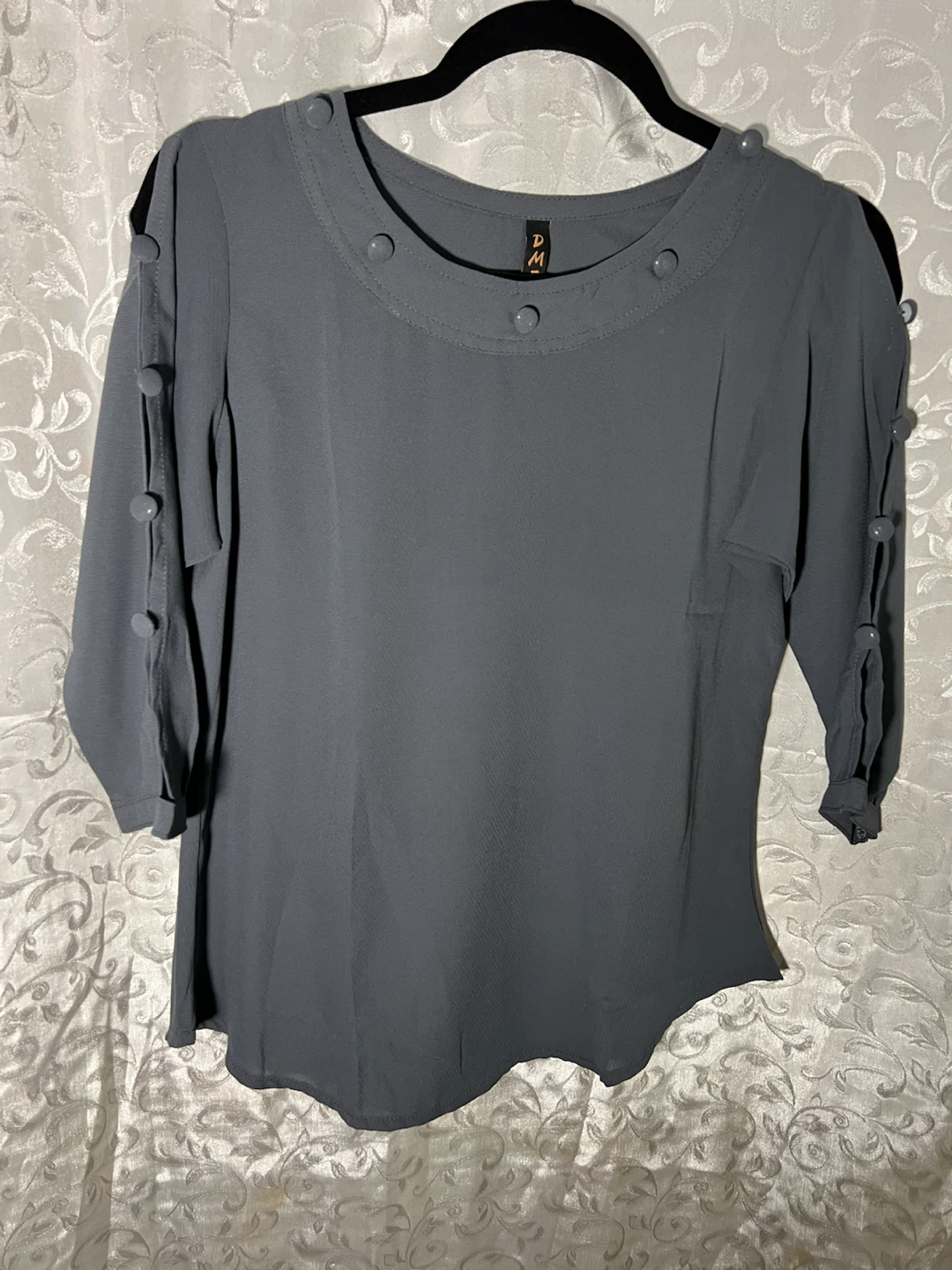 Grey button-detail blouse