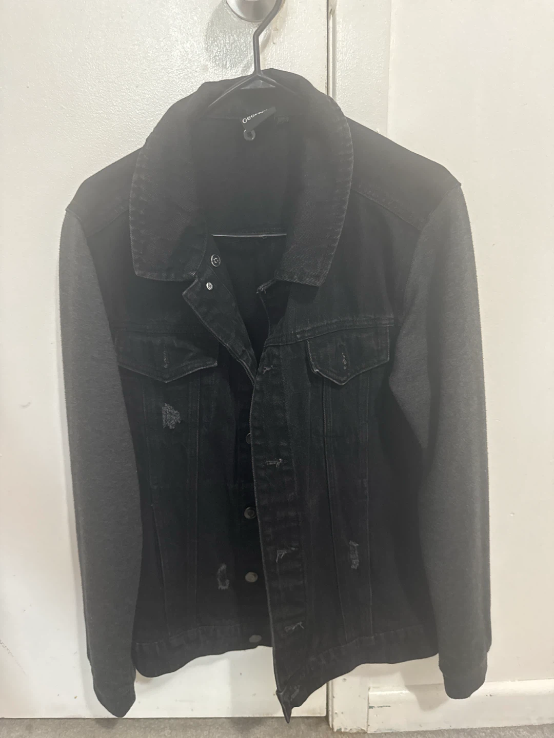George black denim jacket with grey sleeves