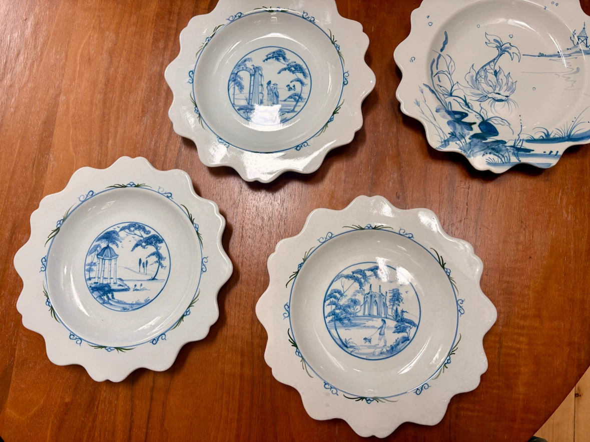 Deborah Sears Hand Painted Blue and White Dinnerware Plates