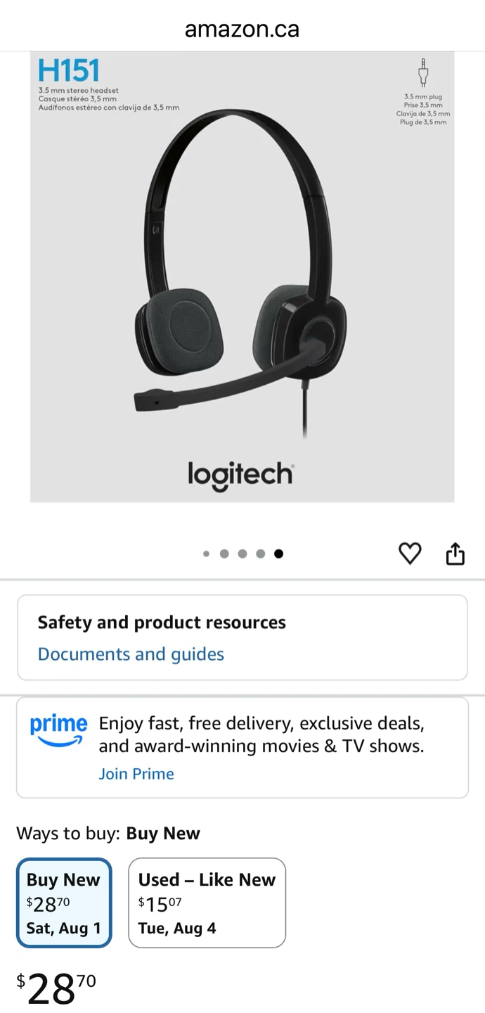 Logitech H151 Wired Stereo Headset - Black - photo 2