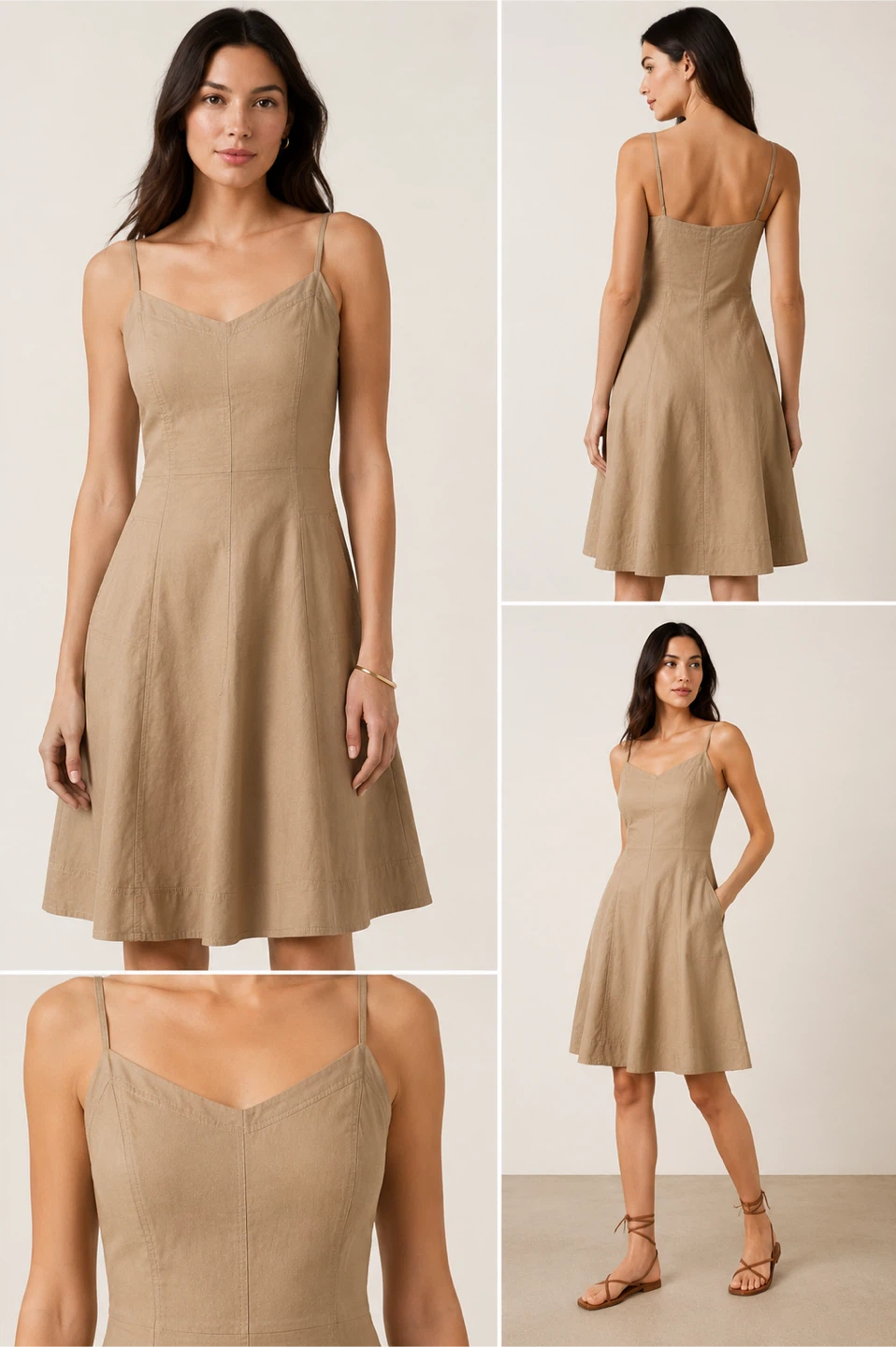 Banana Republic Tan Linen Blend Midi Dress Size 4