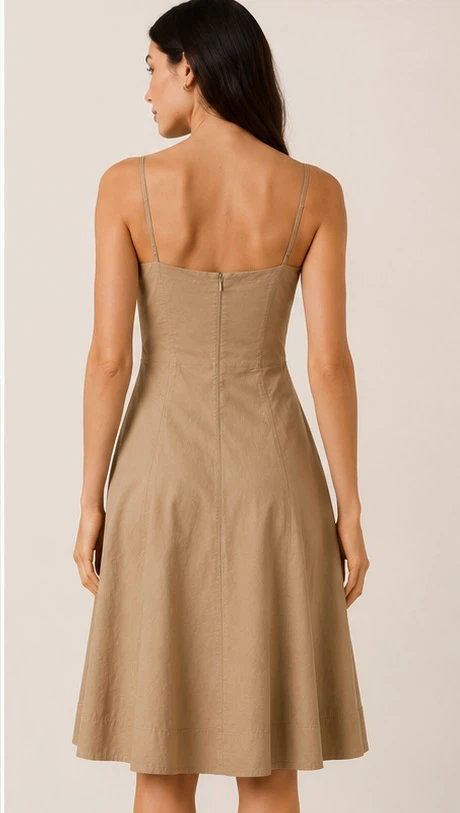 Banana Republic Tan Linen Blend Midi Dress Size 4 - photo 2