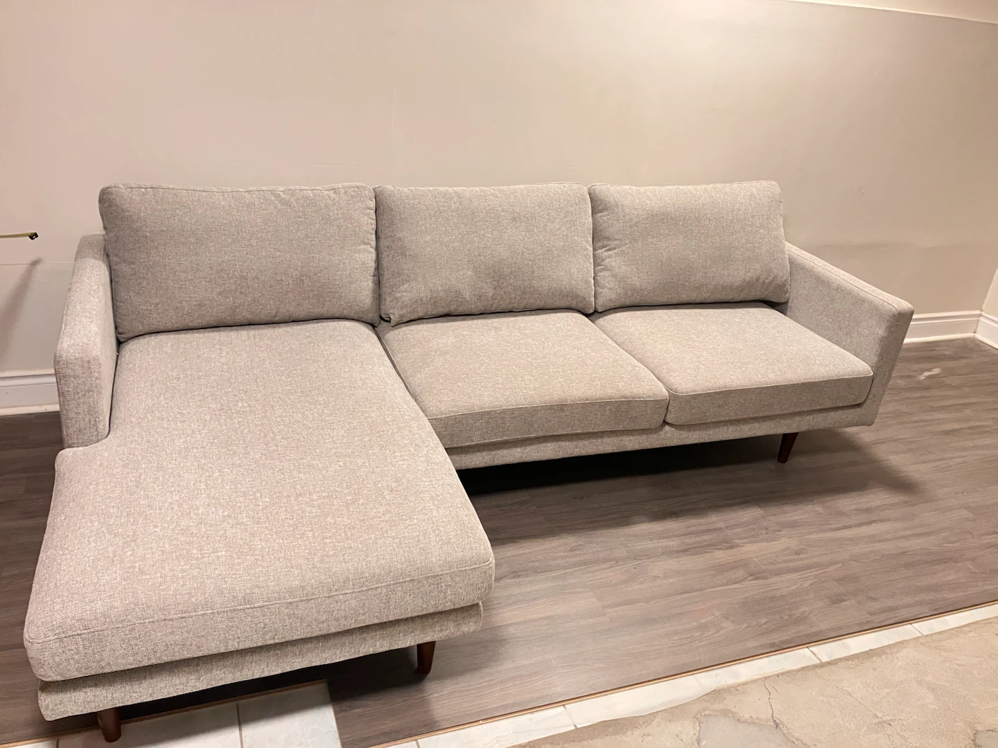 Light Gray Sectional Sofa with Chaise