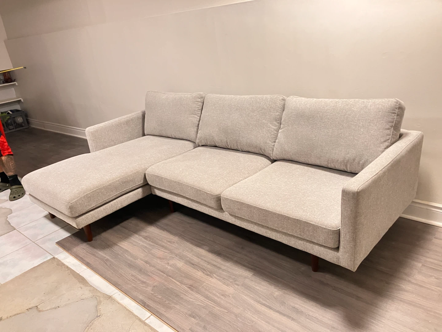 Light Gray Sectional Sofa with Chaise - photo 3