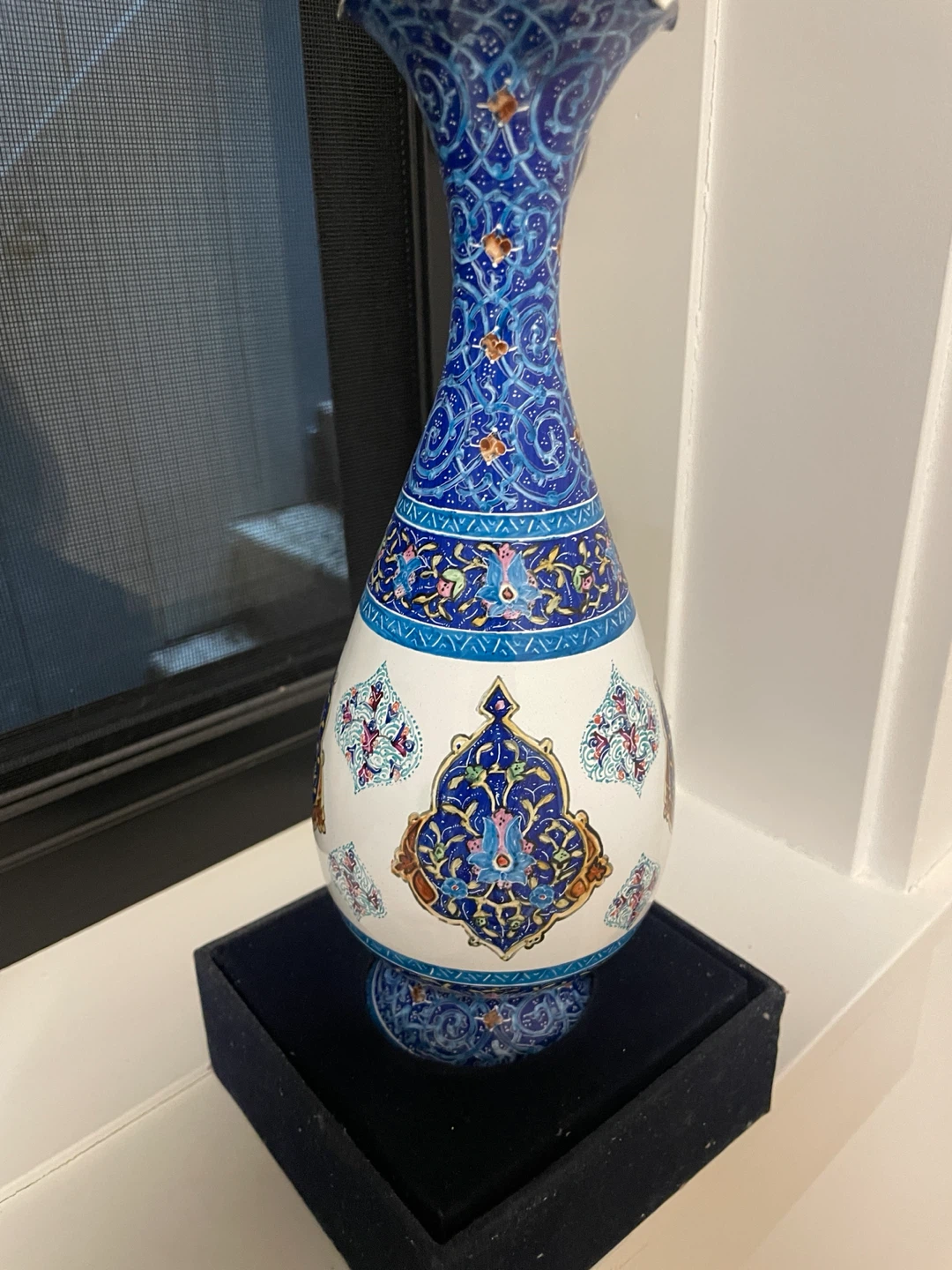 Signed Persian Minakari  Vase 10.25" – Morteza Esmaeili