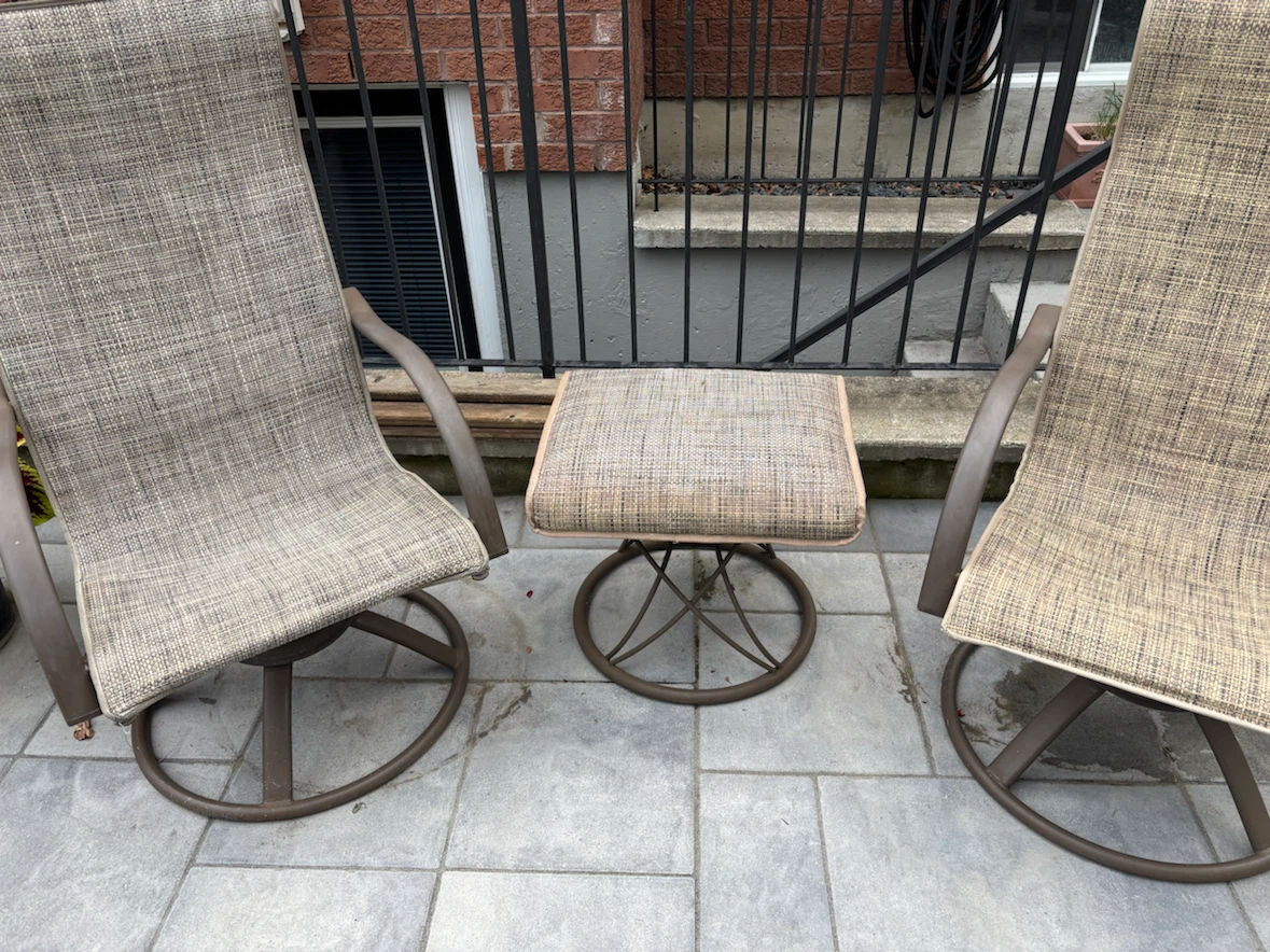 6 Piece Patio Set 4 Chairs 48 "Round Glass Table  with Ottoman - photo 4