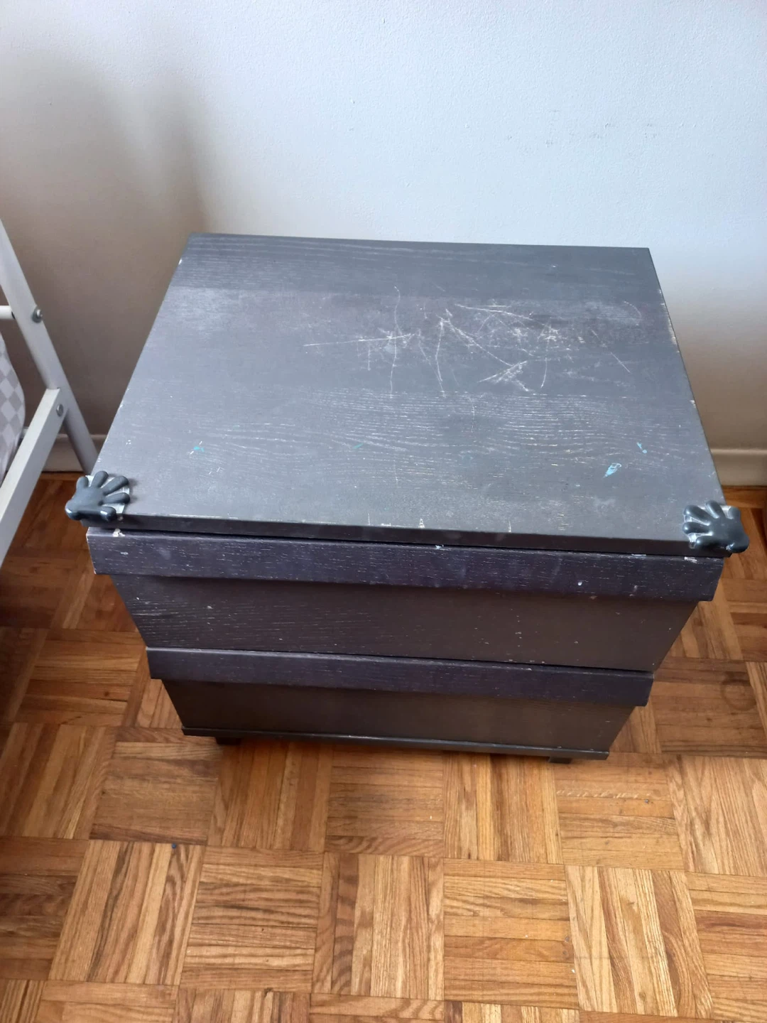 Dark Wood Nightstand with Two Drawers - photo 3