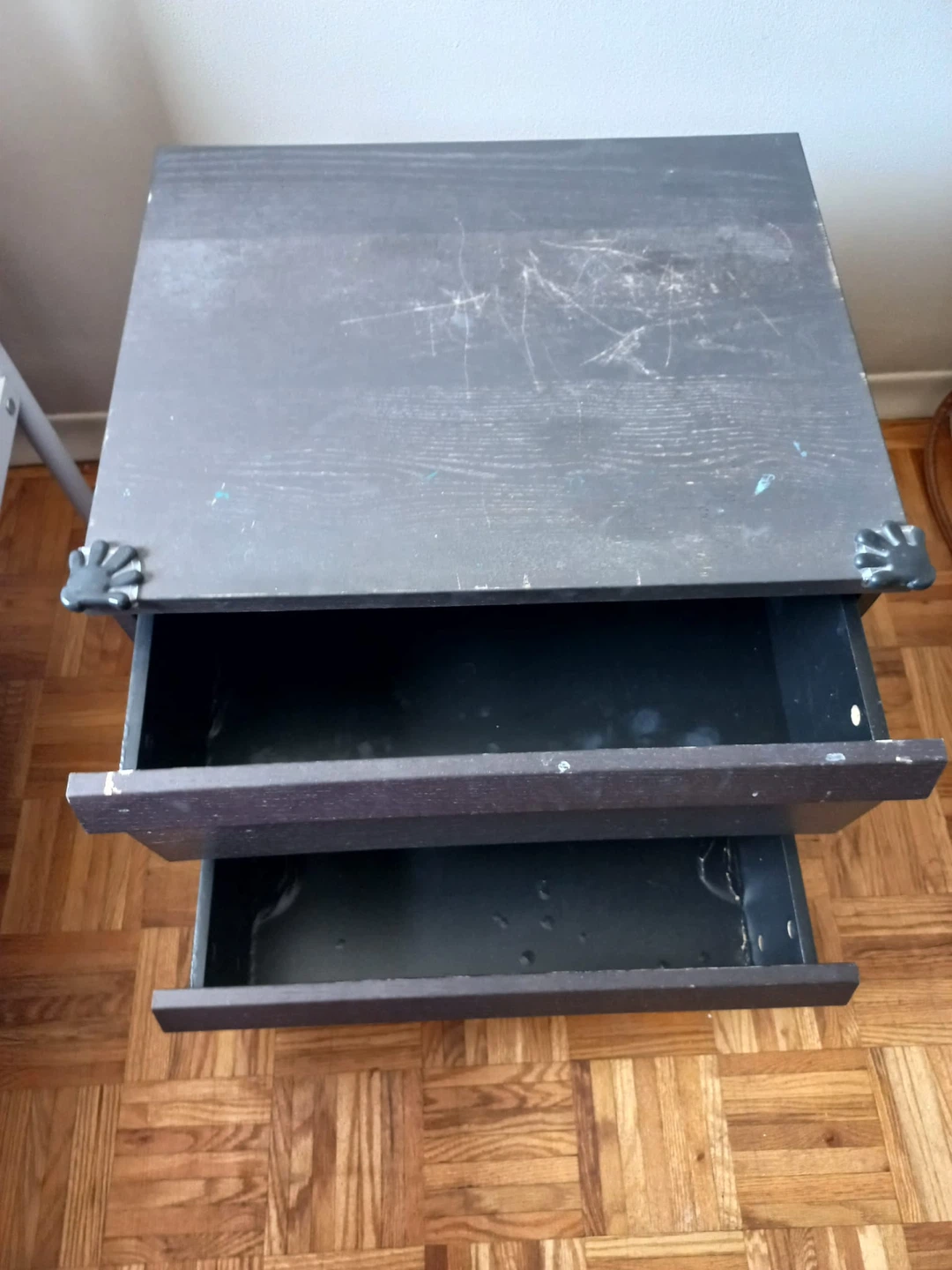 Dark Wood Nightstand with Two Drawers - photo 2