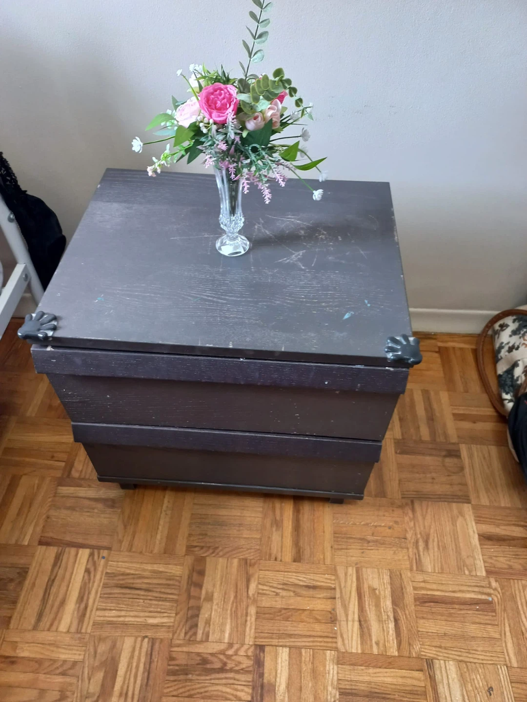 Dark Wood Nightstand with Two Drawers - photo 4