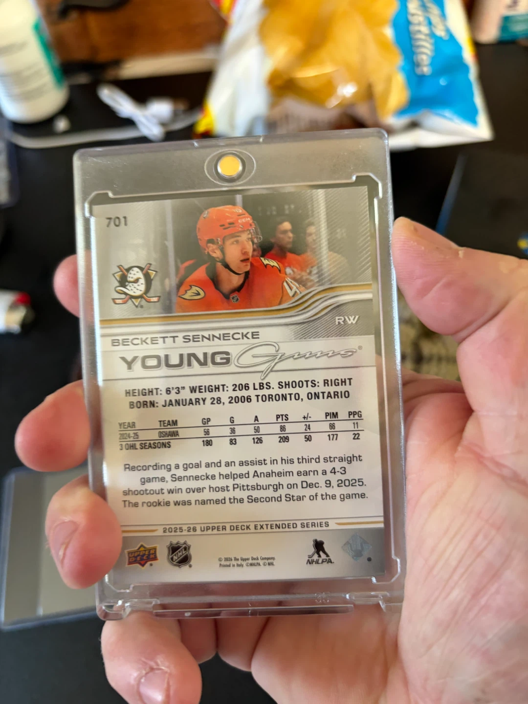 Upper Deck Beckett Sennecke Young Guns Hockey Card 2025-26 - photo 2