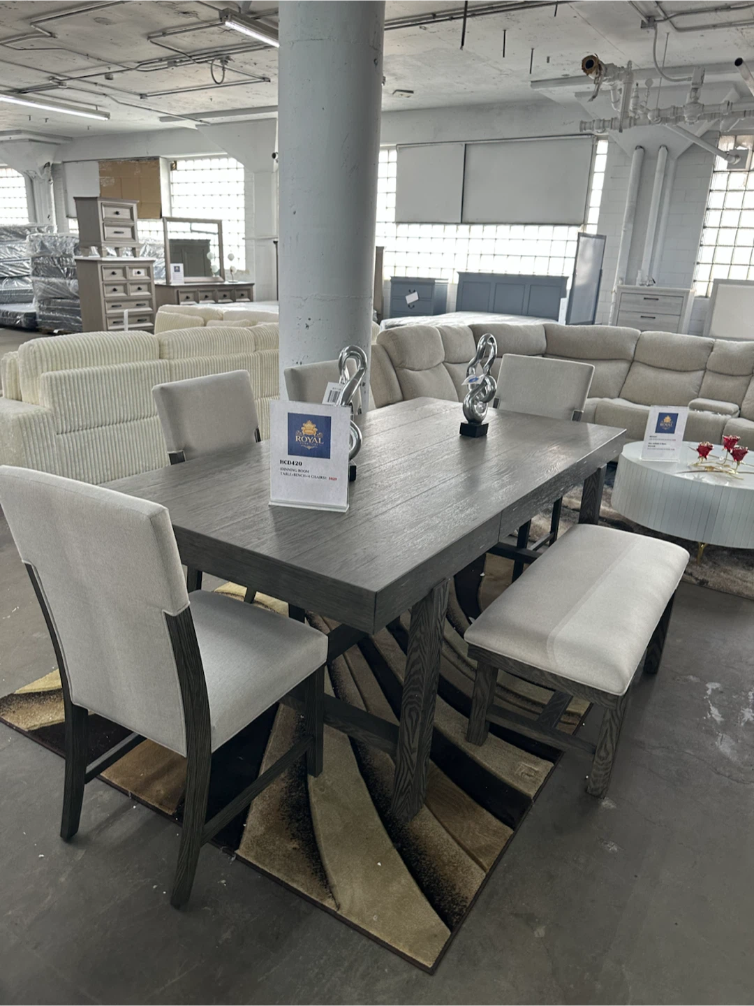 Dining table & 4 chairs & bench