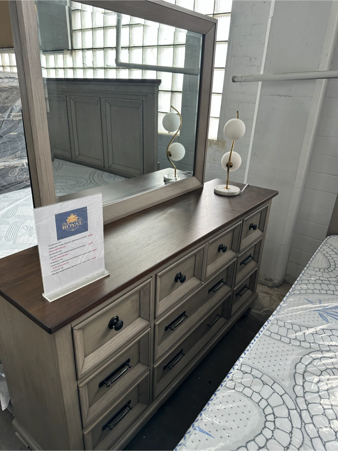 4 piece queen set bed frame mirror dresser & nightstand - photo 3