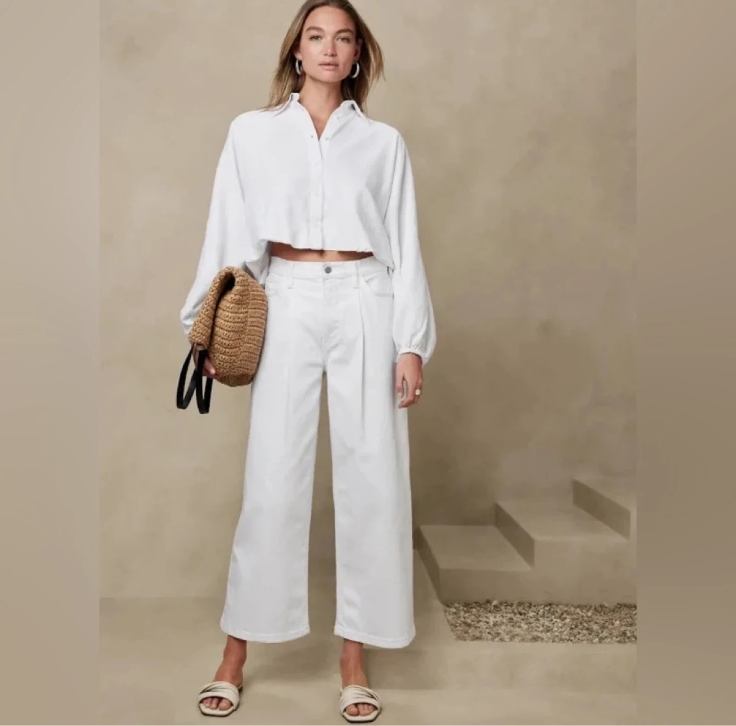 Banana republic white wide leg jeans
