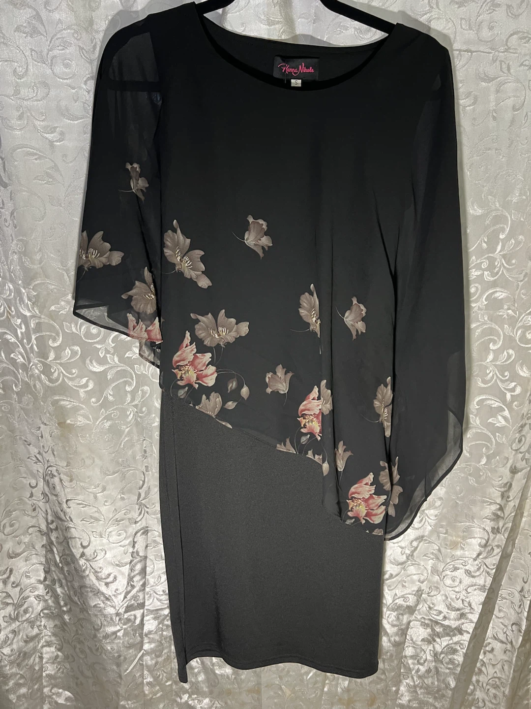 Rona Nicole Black Chiffon Floral Dress