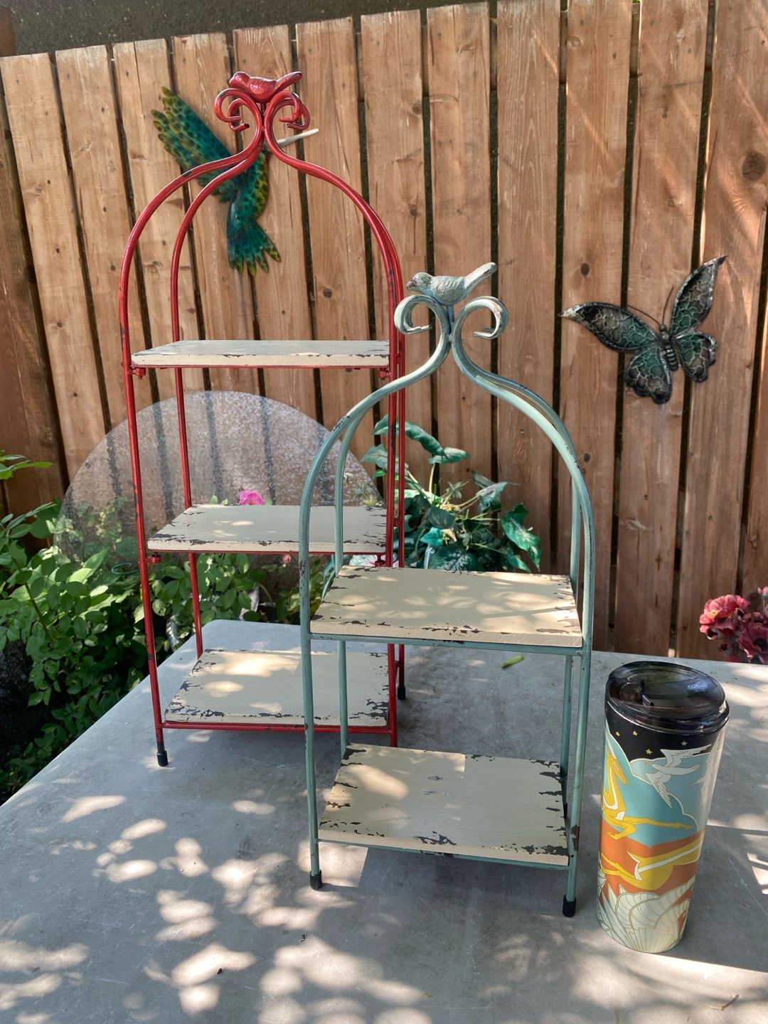 Set of 2 Tiered Metal Plant Stands - photo 2