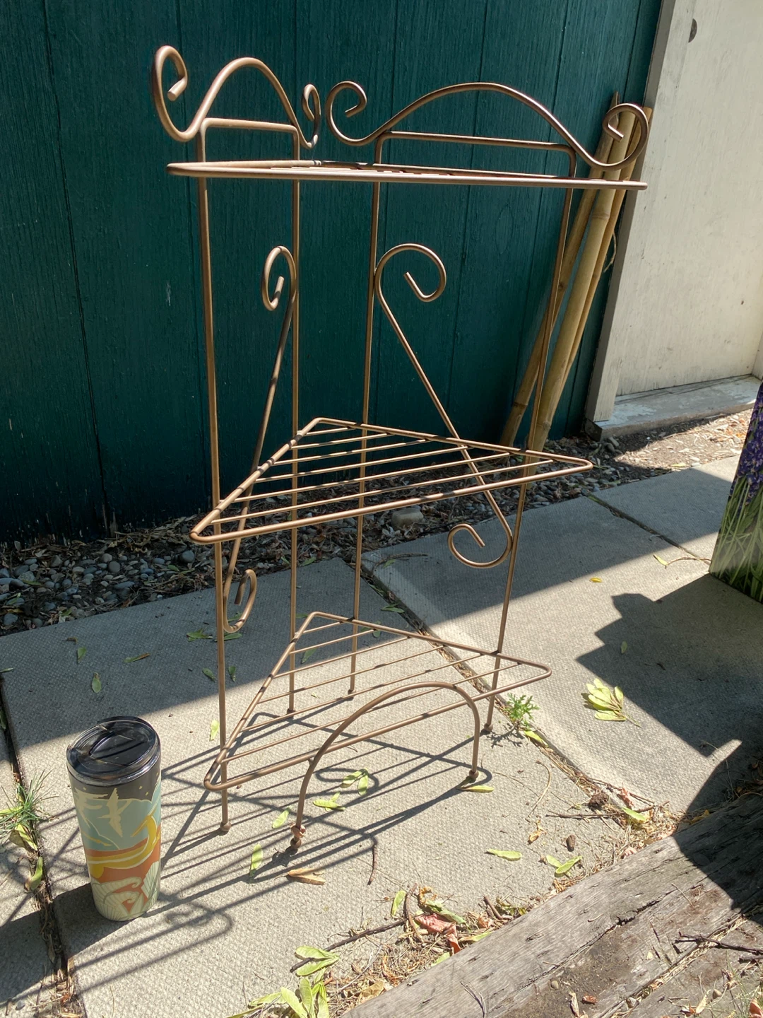 Vintage Metal Corner Shelf Unit