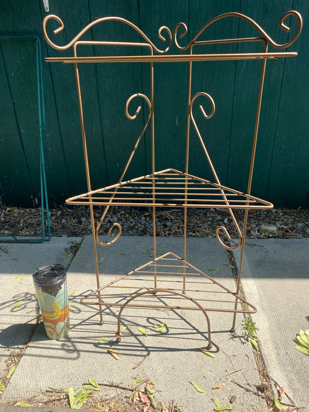 Vintage Metal Corner Shelf Unit - photo 2