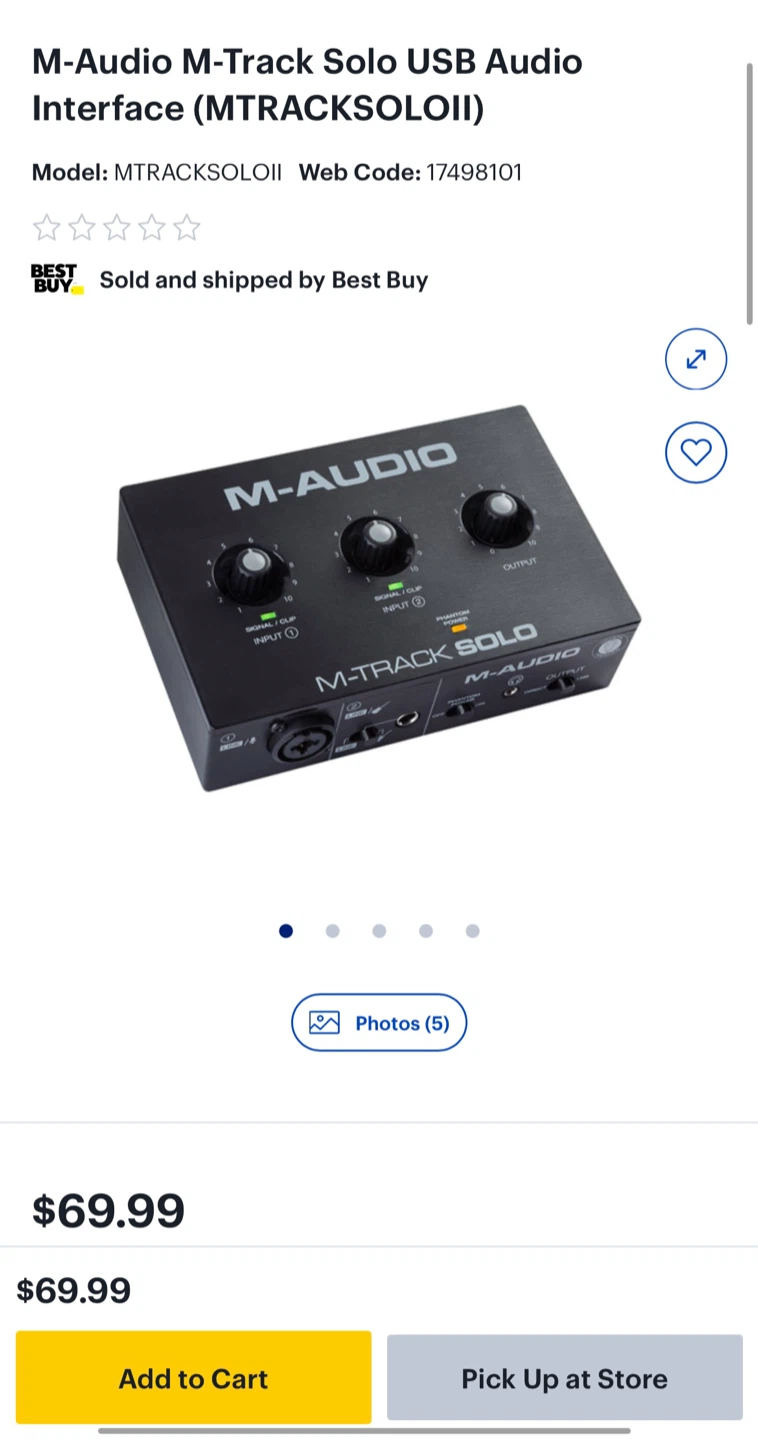 M-Audio M-Track Solo USB Audio Interface