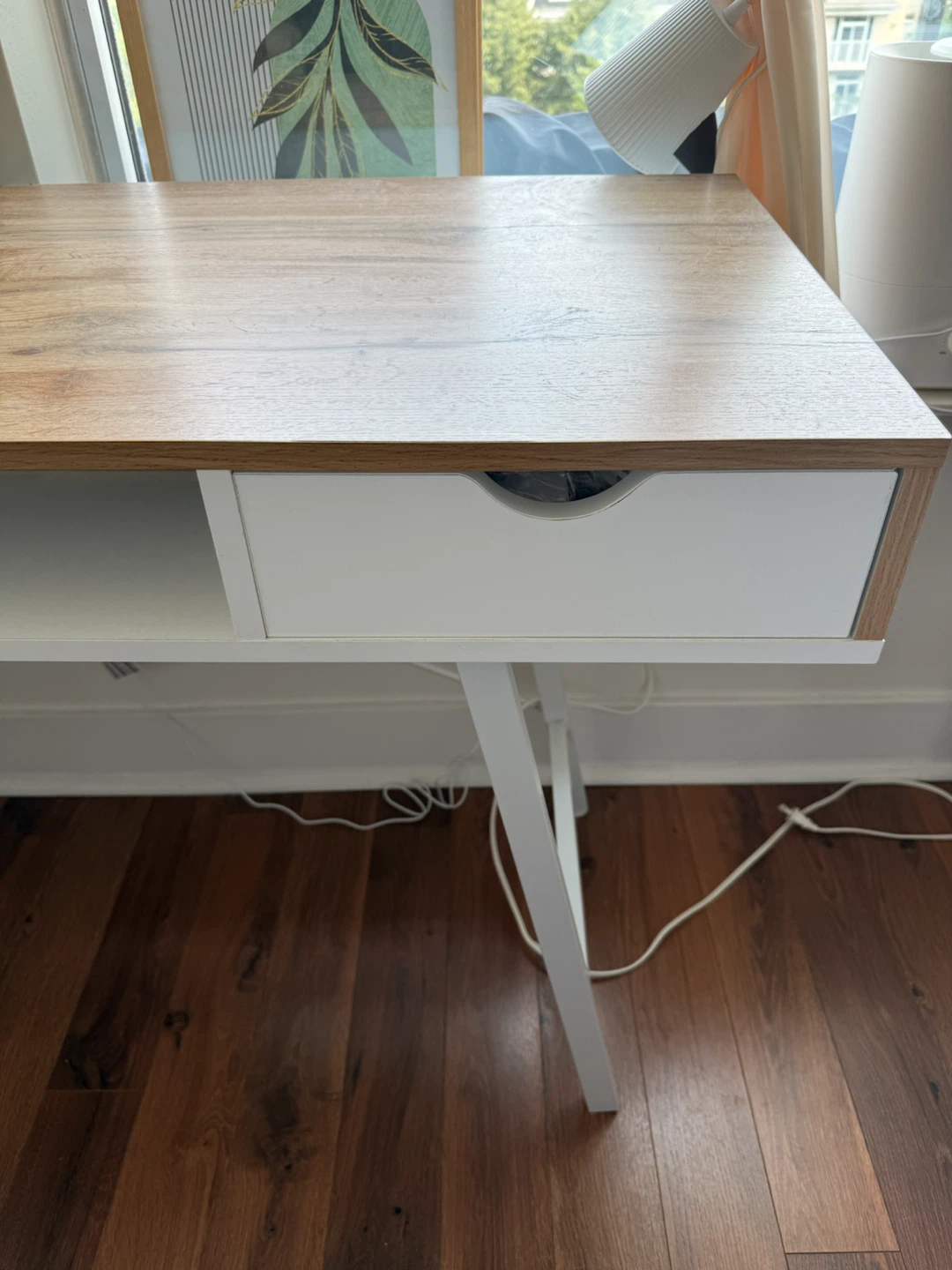 Study Desk with 2 Drawers – Modern White & Oak Finish - photo 5