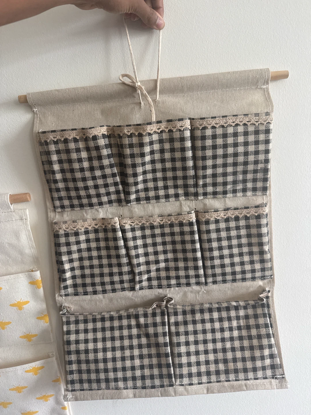 Gingham Hanging Wall Organizer