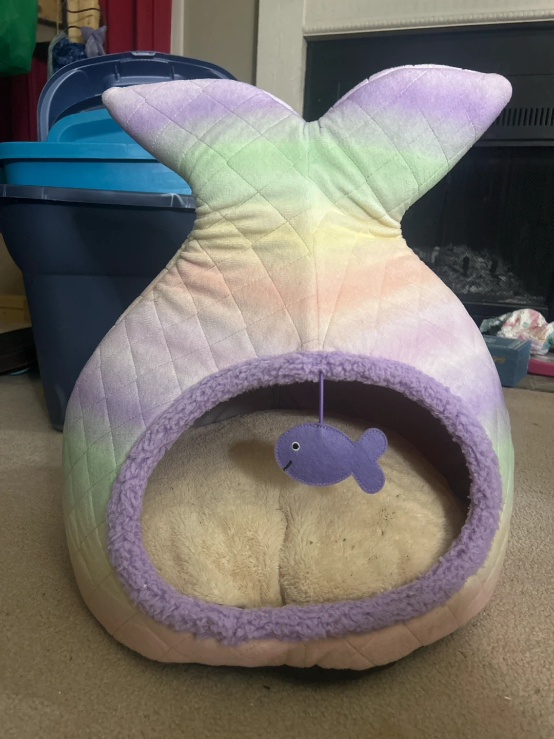 Pastel Mermaid Tail Pet Bed with Fish Toy - photo 2