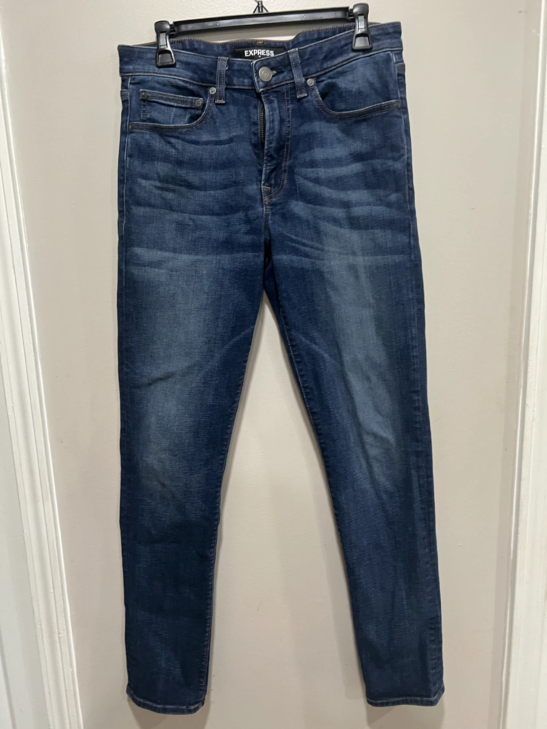 Express Hyper Stretch Slim Skinny Blue Denim Mid Rise