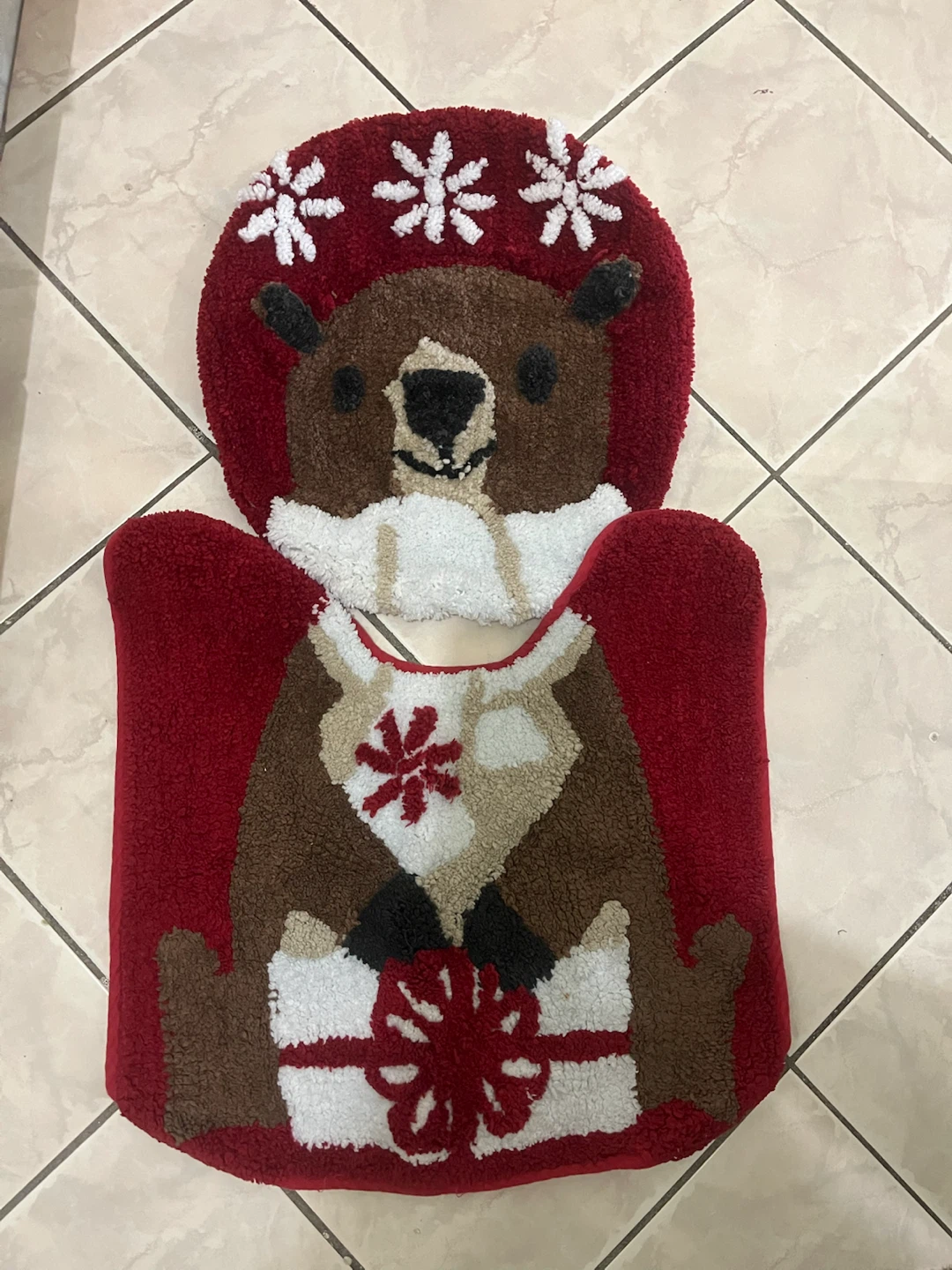 Christmas Bear Rug Set
