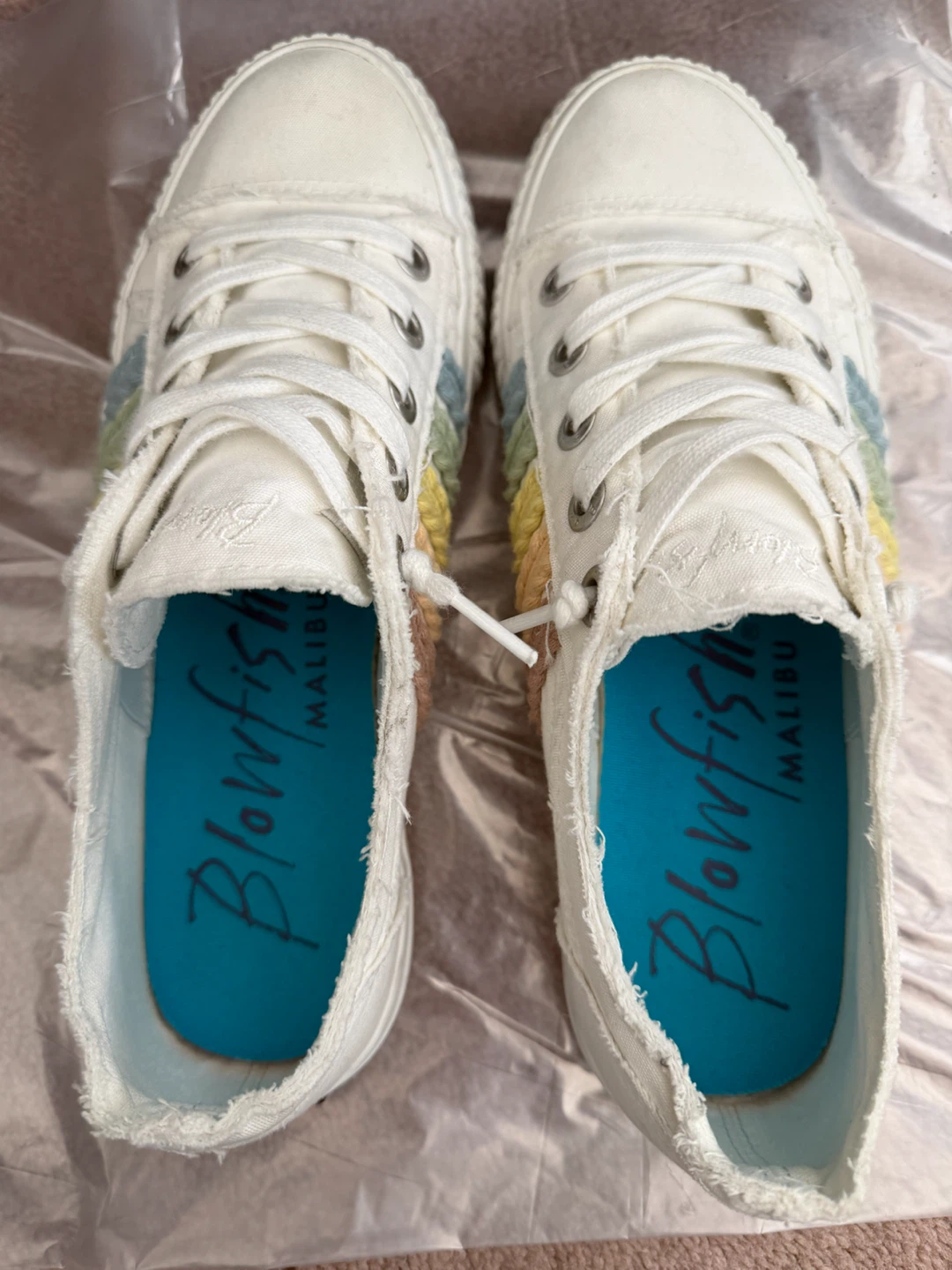 Blowfish Malibu White Rainbow Canvas Sneakers