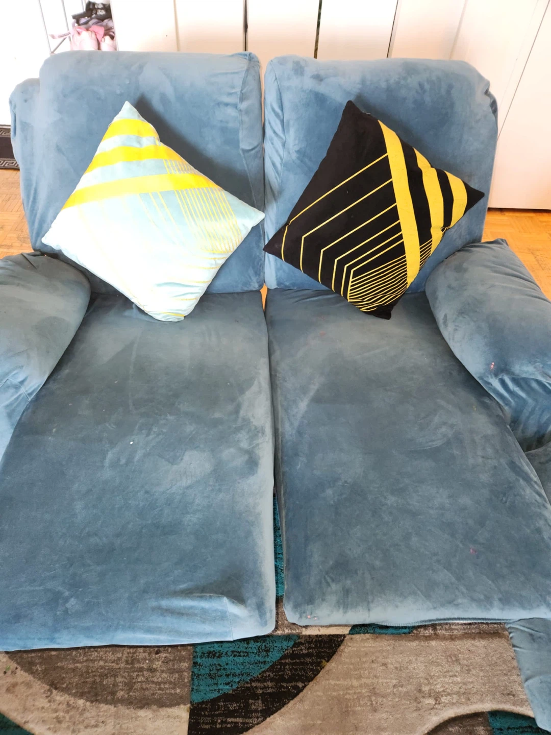 Blue Reclining Sectional Sofa - photo 5