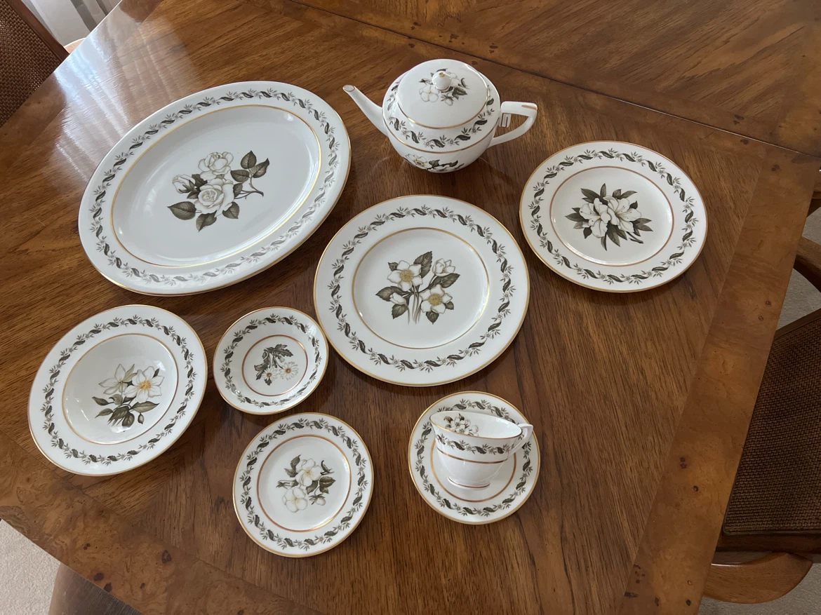 White  Royal Worcester china Set with Floral Design