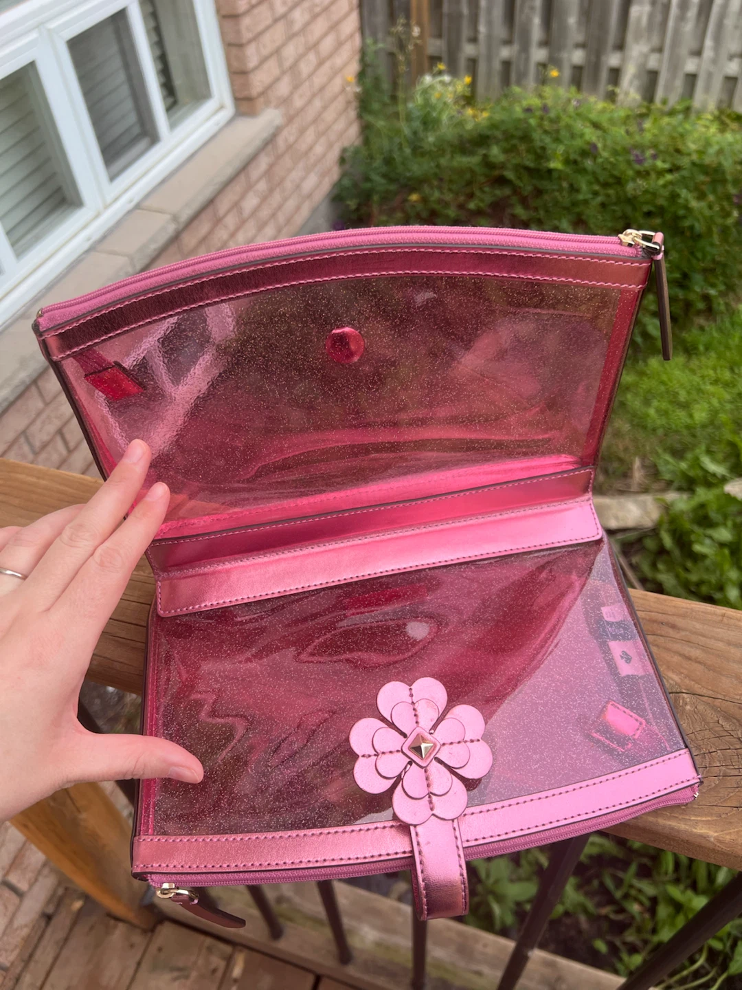 Kate Spade Pink Glitter Cosmetic Bag - photo 3