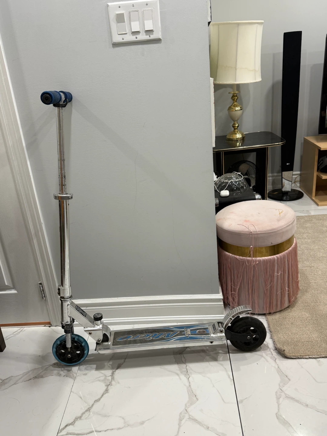 Micro Folding Kick Scooter with Suspension – Blue/Silver