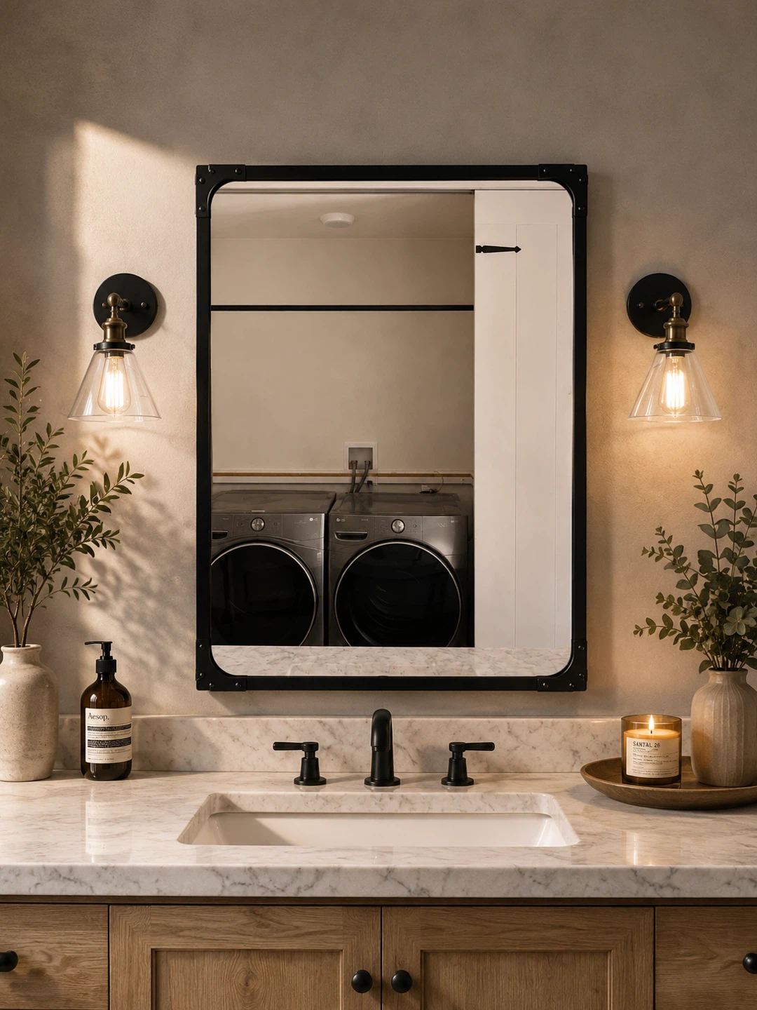 Modern Black Framed Wall Mirror