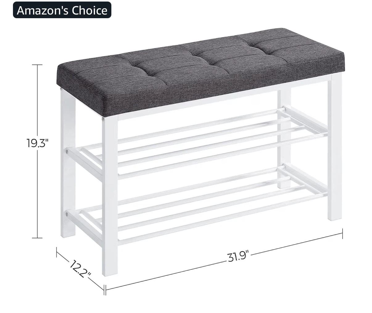 Grey Tufted Shoe Bench with Storage - photo 2