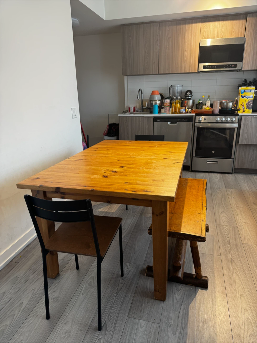 Solid Wood Extendable Dining Table + Bench – $300