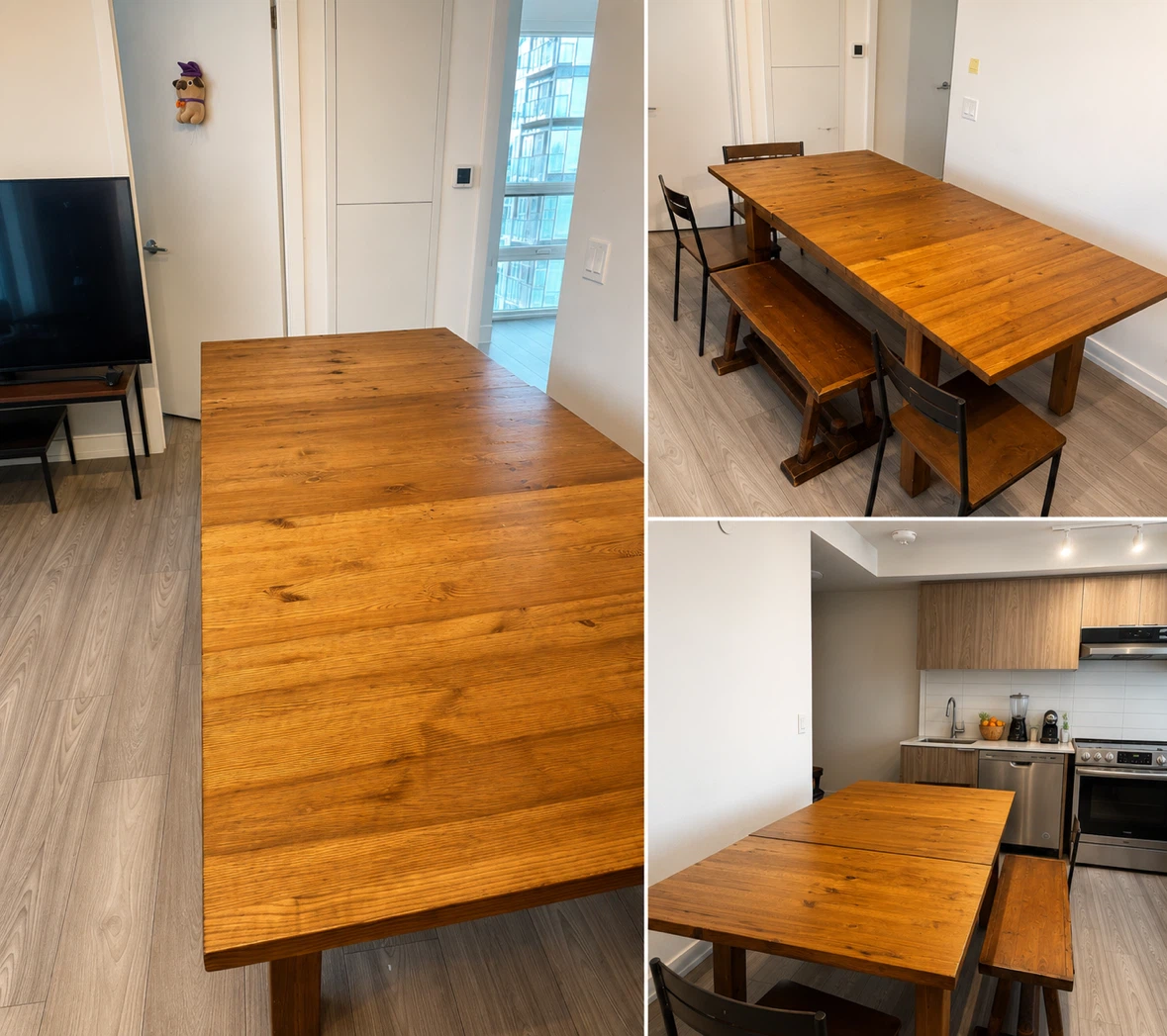 Solid Wood Extendable Dining Table + Bench – $300 - photo 2