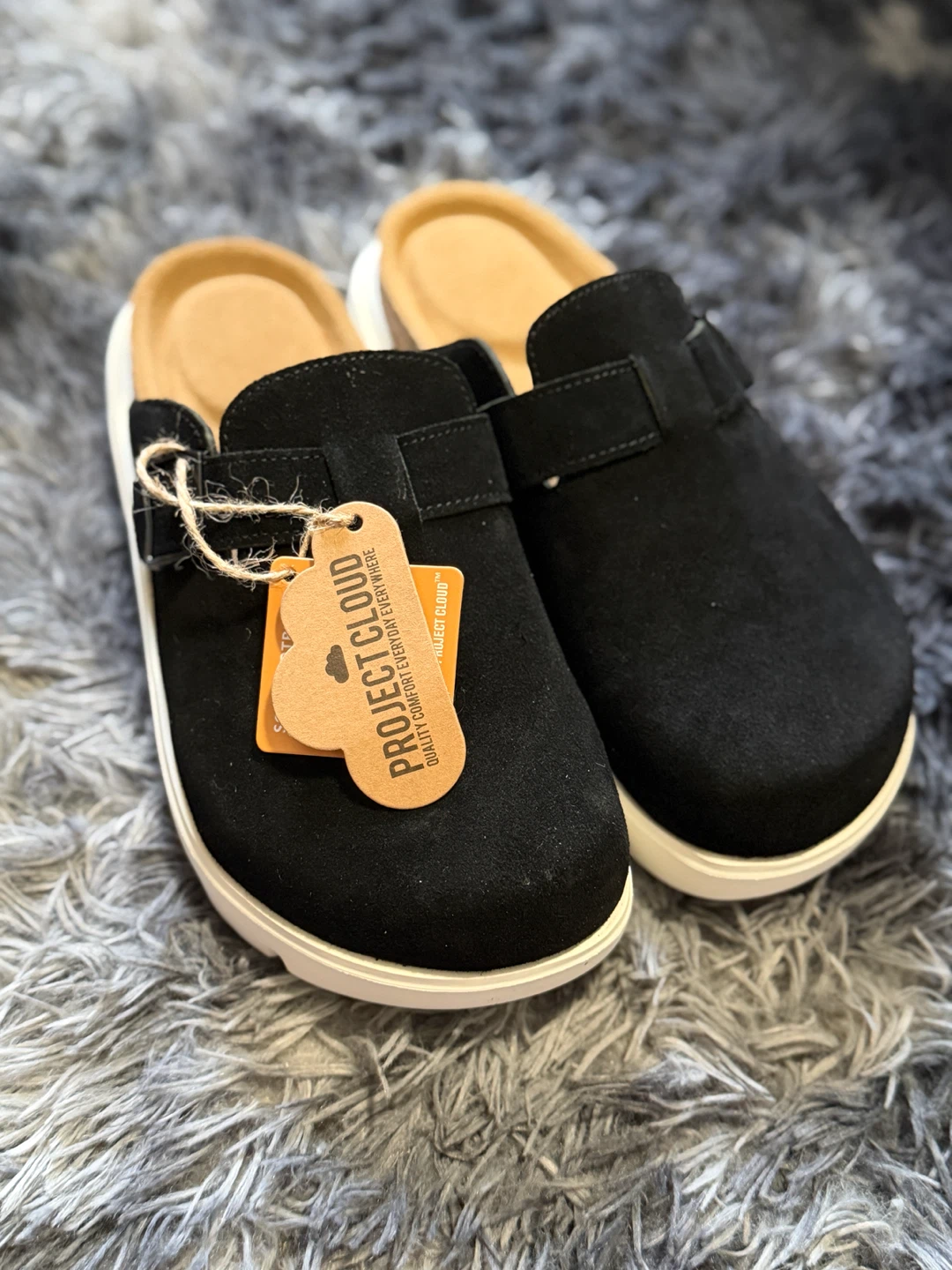 Project Cloud Black Suede Clogs Women's Size 8