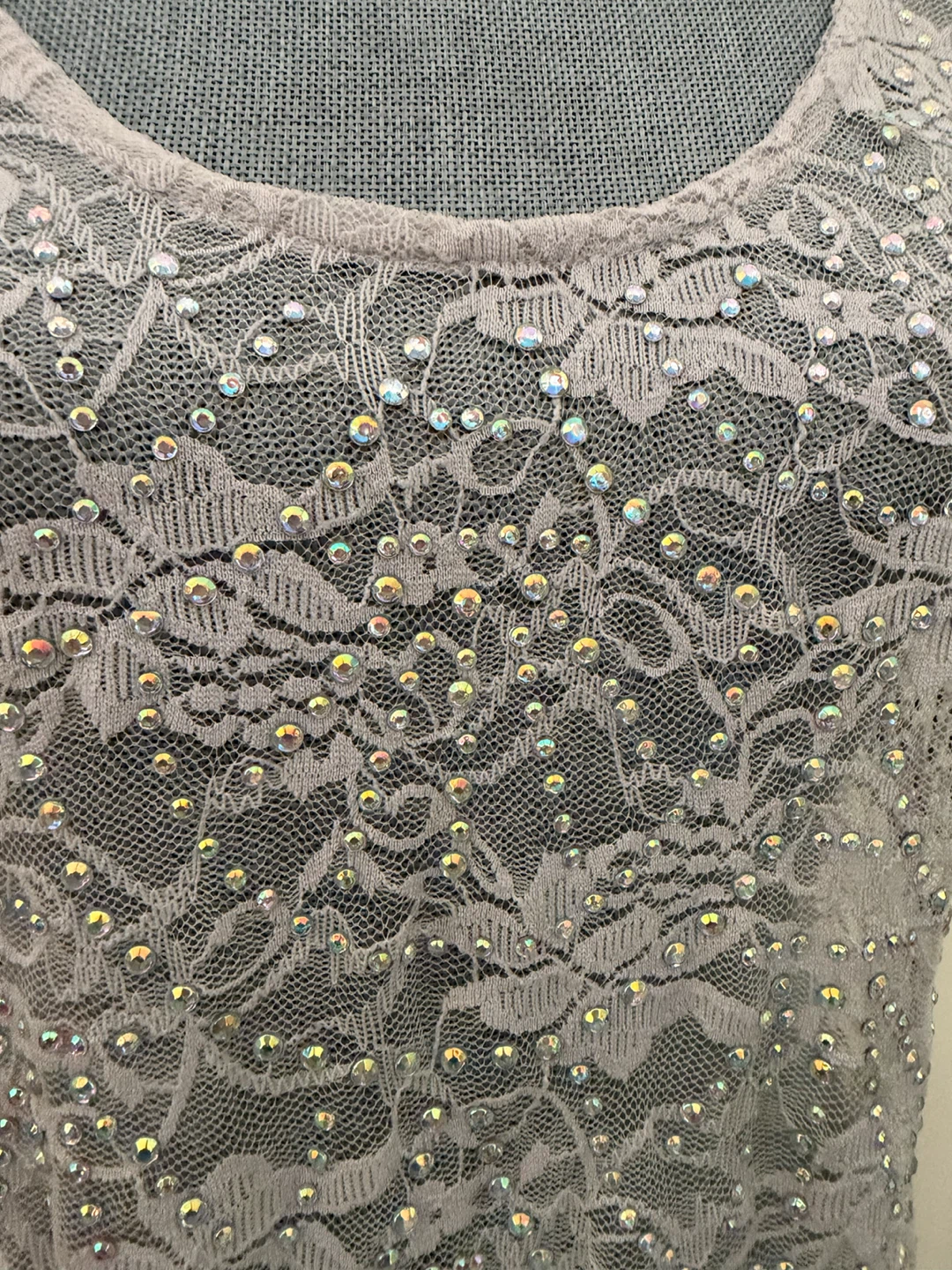 Charlotte Russe Lace Tank Top with Rhinestones - Size L - photo 2
