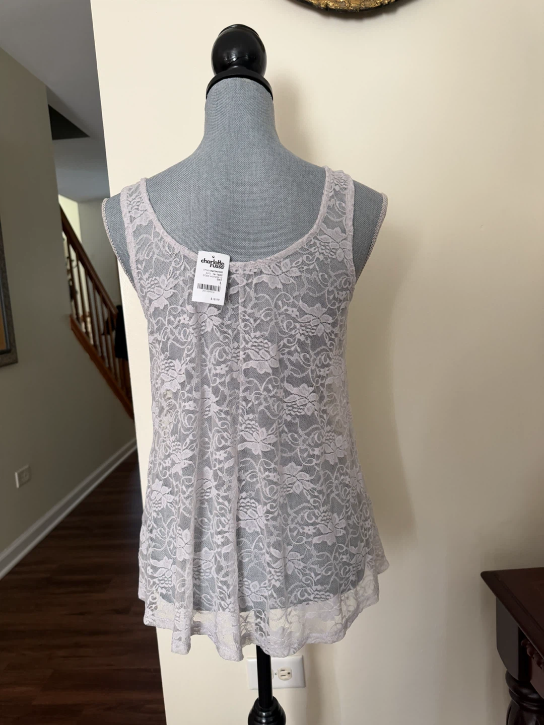 Charlotte Russe Lace Tank Top with Rhinestones - Size L - photo 3