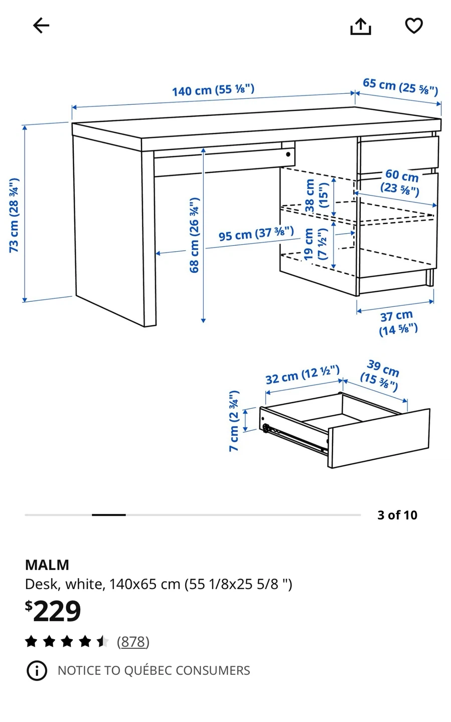 White Desk with Drawers
