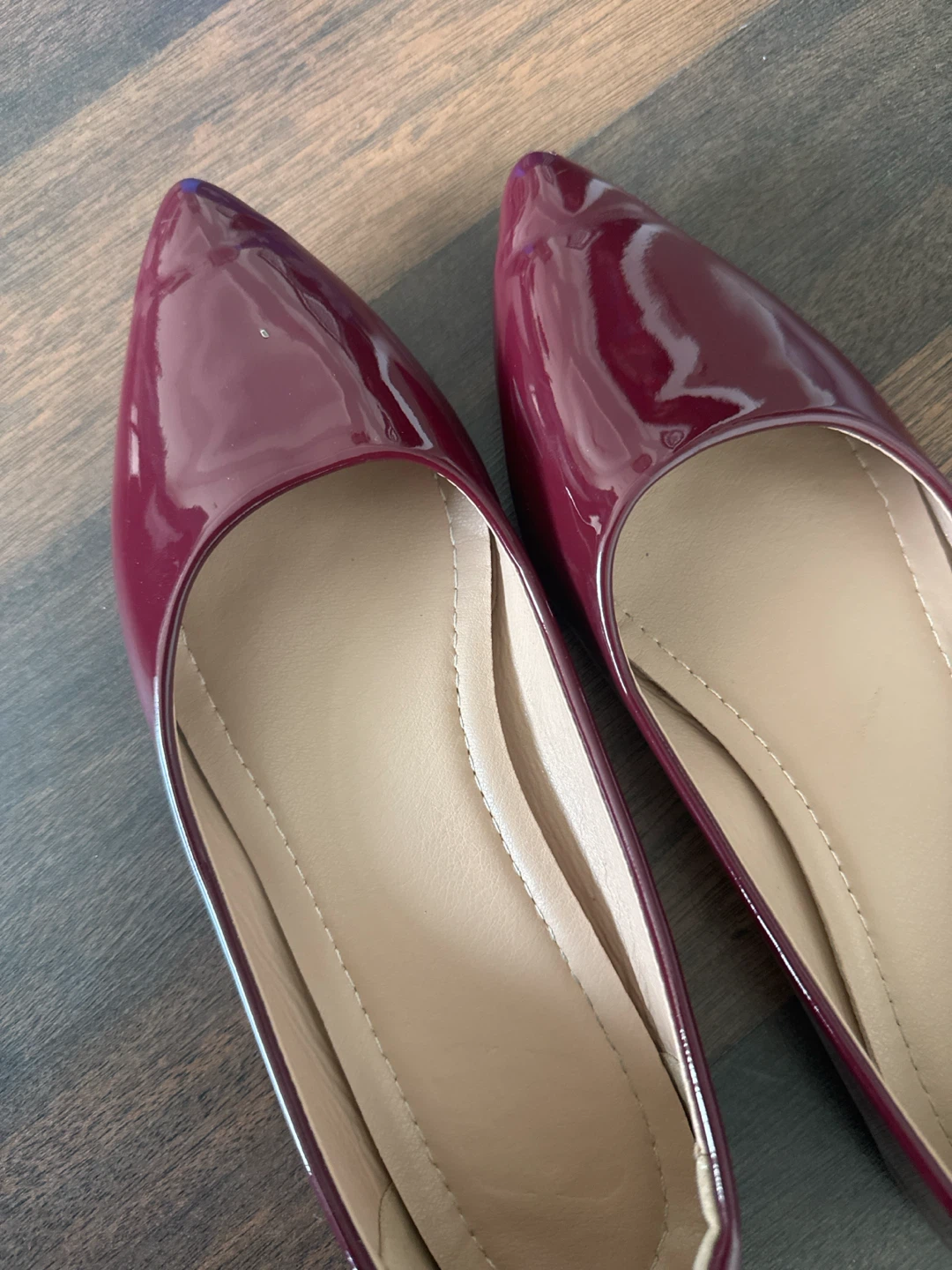 Women's Burgundy Patent Pointed Toe Flats - photo 3